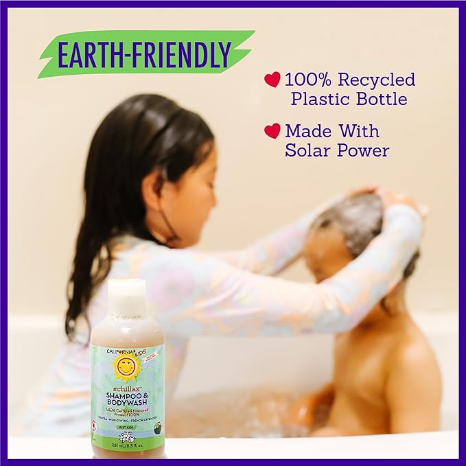 California Kids Chillax Shampoo and Bodywash | 100% Plant-Based | Gentle Skincare | Lavender Shampoo for Kids + Teens | Hypoallergenic Bodywash | 562 mL / 19 oz.