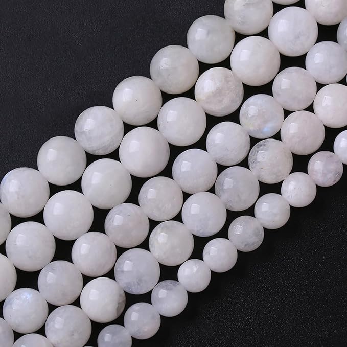 6mm 60pcs Natural Moonstone Stone Beads for Jewelry Making Energy Healing Power Stone Beads DIY Bracelet Necklace Accessories 15"