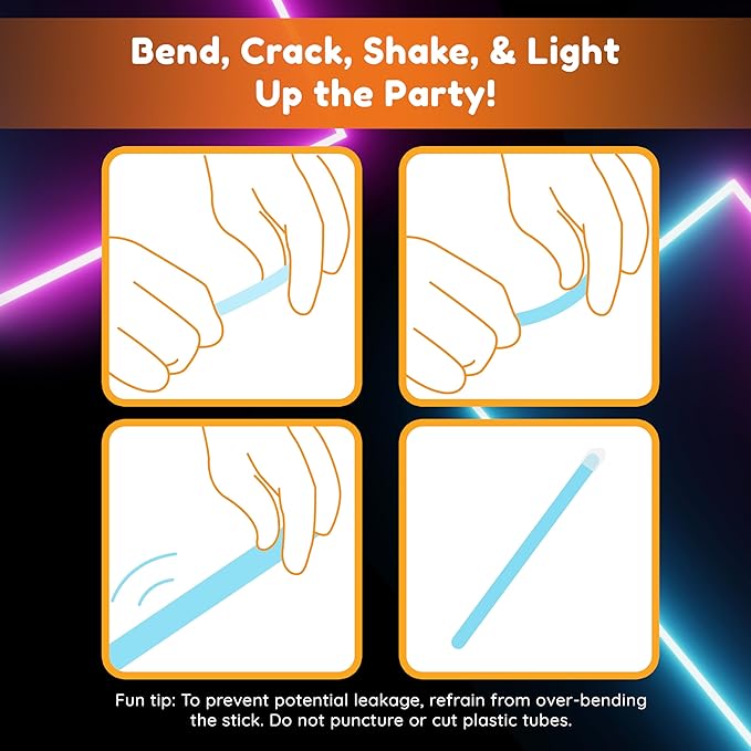 Glow Fever Glow in The Dark Sticks - 100 ct 6" Glow Sticks Bulk Party Pack with End Caps & Lanyards - Glow Party Favors for Concert, Festival, & Wedding Neon Light Sticks by Party Dragon, Multi