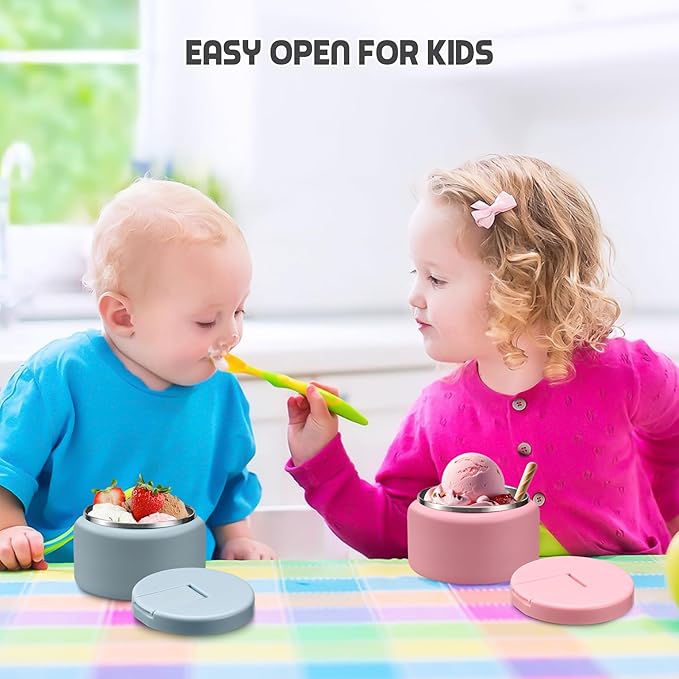 13.5oz Soup Thermo for Hot Food Kids with Buckle Lid Insulated Vacuum Food Jar Wide Mouth Leakproof Stainless Steel Lunch Container (Blue)