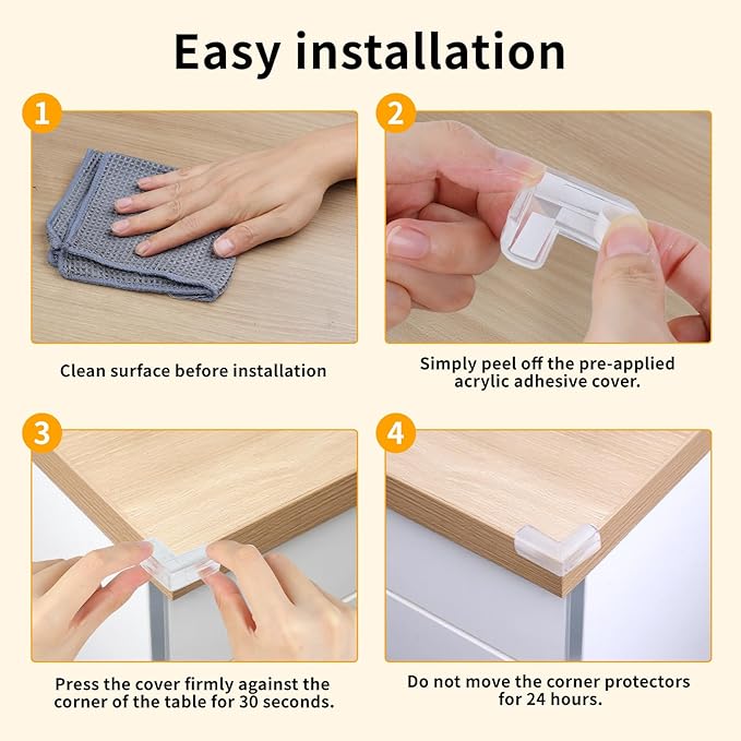 40 Pack Corner Protector Baby, L-Shaped Baby Proof Corners and Edges, Clear Table Corner Covers Baby, Baby Corner Protector Guards, Corner Guards for Table Edges & Sharp Corners