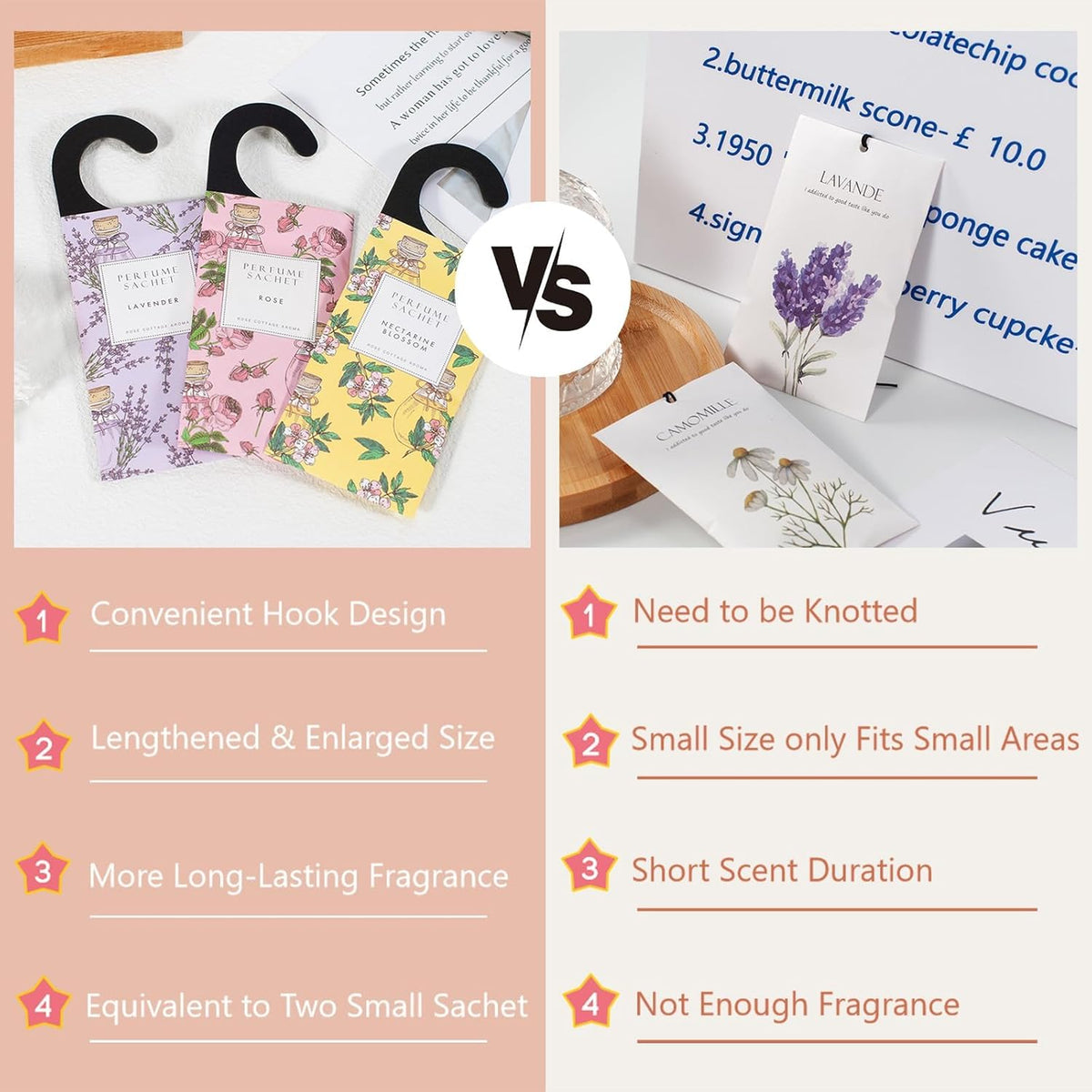 ROSE COTTAGE Large 12 Packs Sandalwood Hanging Closet Deodorizer Air Freshener Long Lasting Scented Sachets Smell Goods for House