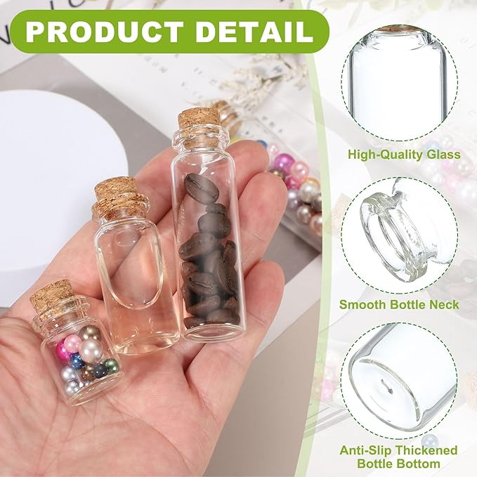 uxcell 6Pcs Mini Glass Bottles with Cork Stoppers, 80ml Small Clear Bottles Glass Empty Jars Vials for DIY Crafts Party Wedding Decor Favors