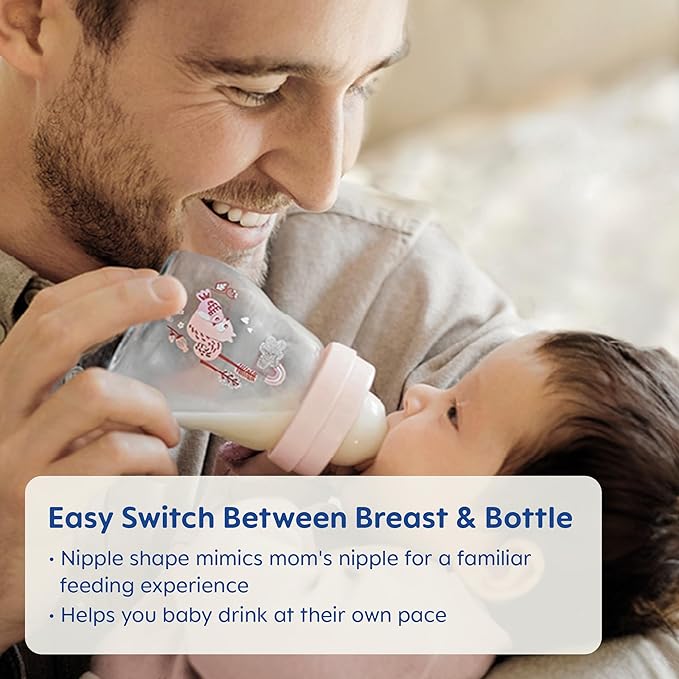 MAM Premium Glass Baby Bottles, Easy Switch Between Breast and Bottle, Feel Good Slow Flow, Newborn Essentials Must Have, 0+ Months, BPA Free, 6oz, Boy, 1 Pack