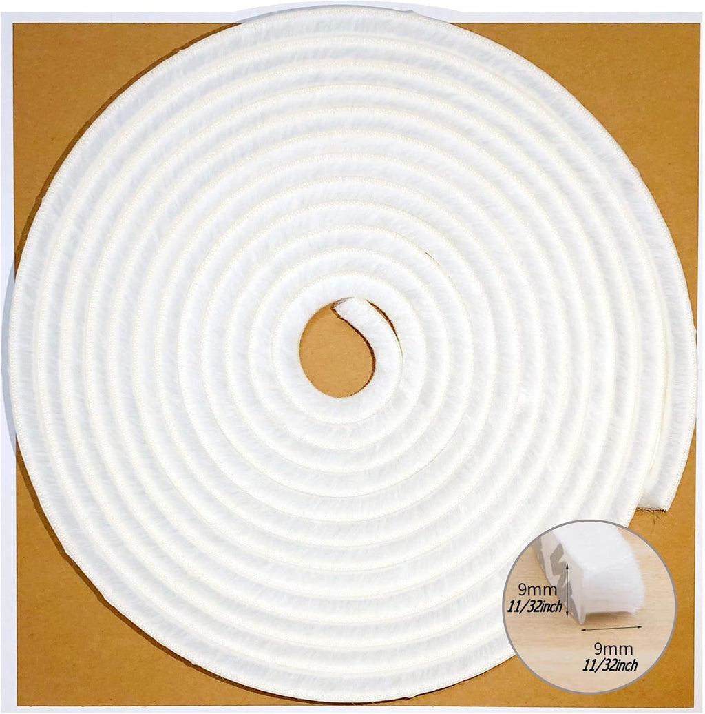 Weather Stripping Brush for Sliding Windows/Doors Frame Side,Pile Self Adhesive Weatherstrip Seal Strip Sealer Draft Stoppers (16.5ft x11/32 x 11/32 Brush inch, White)