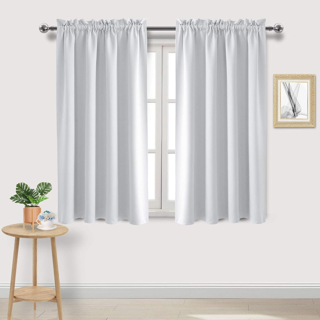 DWCN White Room Darkening Blackout Curtains - Thermal Insulated Privacy Energy Saving Window Curtain Drapes 52 x 54 inch Length, Set of 2 Bedroom Living Room Curtains
