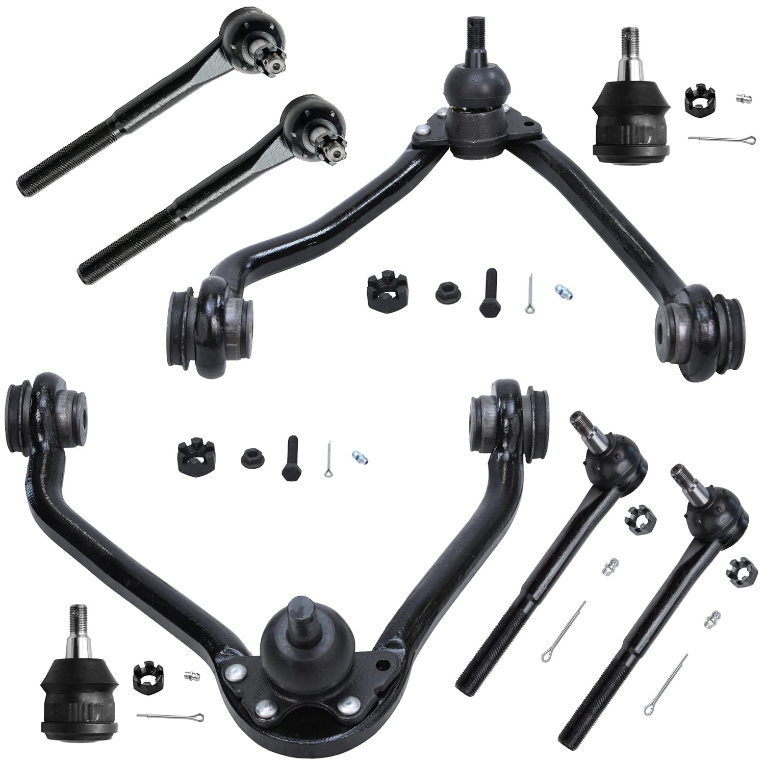 Detroit Axle - 8pc Front End Control Arms Kit for Chevy GMC C1500 C2500 Suburban C3500 Savana Express 2500 3500, 2 Upper Control