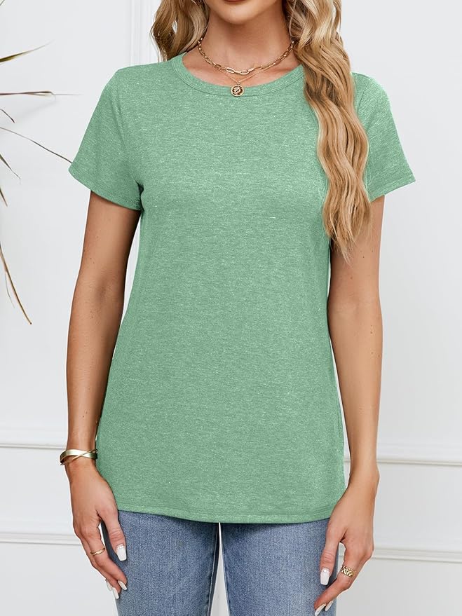 Soft Short Sleeve Shirts for Women, Crew Neck T Shirts for Women Loose Fitting Lightweight Top Basic Tee Shirt