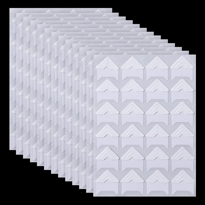 Guduling 600pcs Scrapbook Corner Stickers, Self-Adhesive Photo Corner Stickers, White Picture Corners for Scrapbooking, Photo Album, Journal Memory Books, Diaries