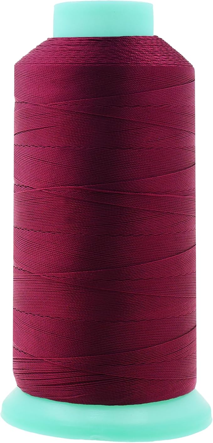 Mandala Crafts Bonded Nylon Thread Burgundy Heavy Duty Sewing Threads - 1100 YDs Size 92 280D T90 Tex 90 Thread for Leather Jeans Weaving Outdoor Marine Upholstery Threads