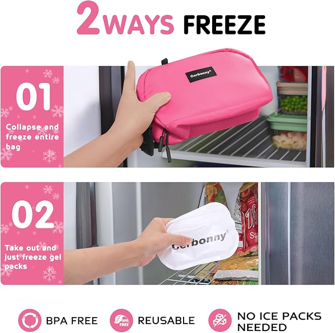 Cerbonny Small Cooler Bag Freezable Lunch Bag for Work School Travel, Leak-proof, Insulated, Suitable for 3+
