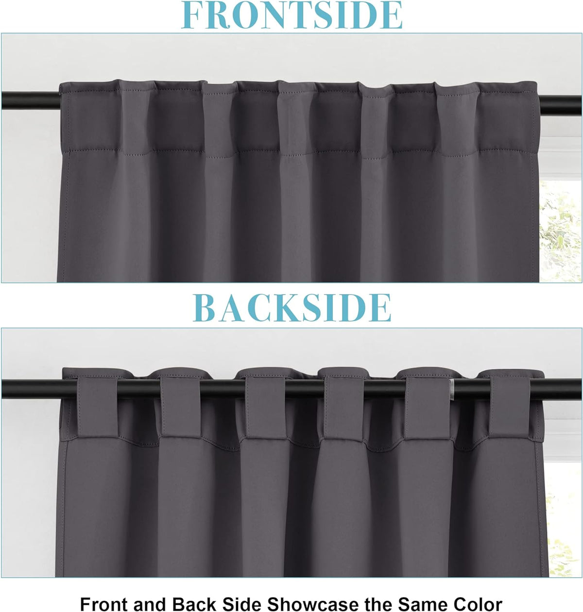 RYB HOME Blackout Curtains for Living Room, Back Tab & Rod Pocket Top Insulating Window Decor for Bedroom Dining Classroom Home Office, W 62 x L 63, Grey, 2 Panels