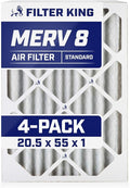 Filter King 20.5x55x1 Air Filter | 4-PACK | MERV 8 HVAC Pleated A/C Furnace Filters | MADE IN USA | Actual Size: 20.5 x 55 x .75"