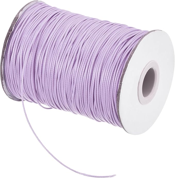 MECCANIXITY Waxed Cord 0.8mm Waxed Polyester Cord 175 Yard Wax String for Bracelet Making,Necklaces, Beading,Jewelry Making and DIY Crafts(Light Purple)