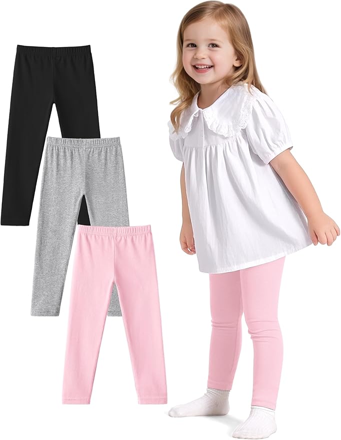 Witwot 3 Pack Baby Girls Leggings Toddler Kids Soft Cotton Pants Size 18M-5T