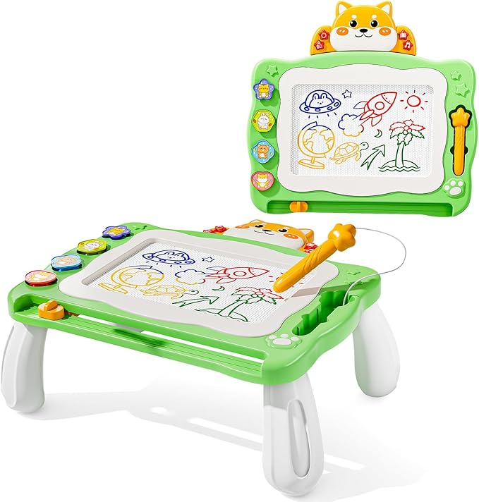 NIPLOOW Magnetic Drawing Board with Early Educational Toy, Doodle Board Montessori Preschool Travel Toys Gifts for 3 4 5 6 Year Old Etch Sketch Erasable Writing Pad