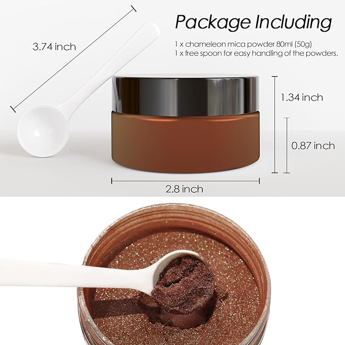 Ceya Highly Chameleon Mica Powder, 1.8oz/ 50g Fire Phoenix Chrome Powder, Cosmetic Grade Pearlescent Effect Color Shift Pigment for Epoxy Resin, Makeup, Nail Polish, Soap Dye, Candle Making, Slime