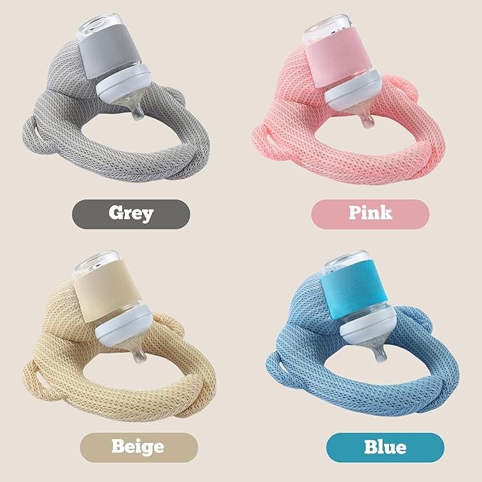 Bottle Holder Pillow, Plush Feeding Support Pad - Relieve Hand & Wrist Soreness, Adjustable Nursing Pillow, Pink