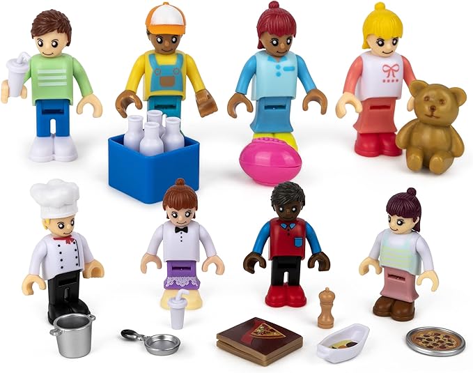 8 Toy Figures & Playsets, 2 Inch Play Peoples Set, Early Development Family Figurines for Kids, Pretend Play Toys for Children 3+ (23Pcs)