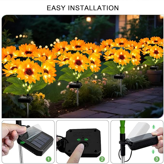 Solar Sunflower Lights 6 Pack with 36 Sunflower Solar Lights Outdoor Garden Decor Birthday Gift for Mom Women Grandma,Waterproof Solar Flower Garden Stake Lights for Yard Landscape Patio Lawn Pathway