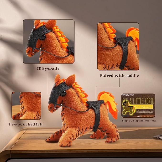 Sewing-Kit for Kids Ages 8-12, Horse Craft Sew Your Own Stuffed Animal of 5 DIY Projects, Unicorn Pony Toy Gift for Girls Boys