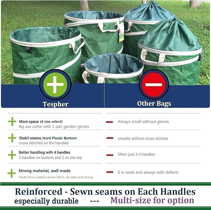 24-Gallon Collapsible Trash Can (19x21 in) Hard-Shell Bottom Yard Garden Bag for Yard Waste,Debris Bags,Pop-Up Trash Can,Recycling Bin,Camping Waste Bin,Laundry Hamper,Lawn Grass,Leaf Bag,Weeds Barrel