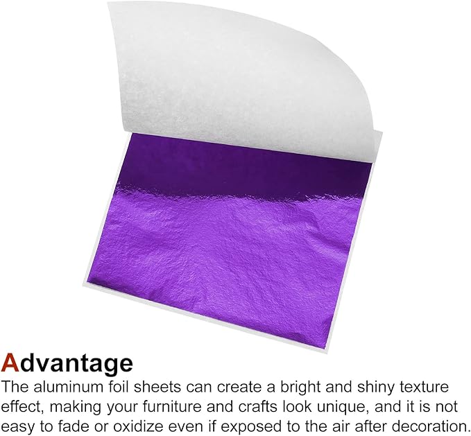MECCANIXITY Gold Leaf Foil Sheet, Purple Leaf Papers, 3.3 x 3.1inch for Art Decoration, Sculptures, Painting, Pack of 100