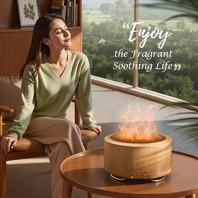 Essential Oil Diffuser for Home: 500ML Aroma Diffuser for Hotel Office Yoga Room - Humidifier with 9 Colors LED Night Light for Kids/Women Home Relaxation, Light Yellow