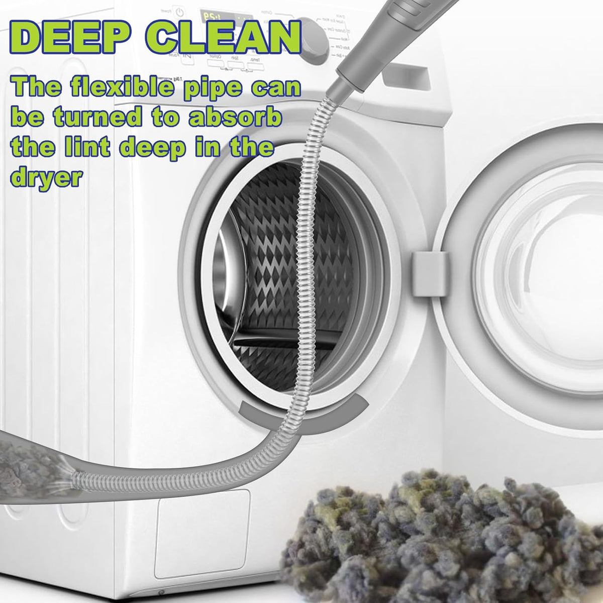 Sealegend Dryer Vent Cleaner Kit Dryer Lint Vacuum Attachment Lint Remover,Dryer Vent Vacuum Hose With Brush (Grey)