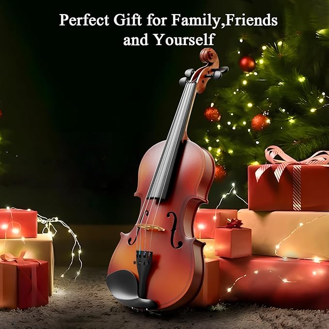 4/4 Beginner Violin Kit for Adults, Complete Full Size Violin Set with Portable Case, Bow, Rosin