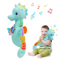 Fuzqq Baby Toys 0-6 Months,Musical Stuffed Animal Plush Toy with Rattle,Soft Newborn Toy for 0 3 6 9 12 Months Girls,Baby Boy Gift,Blue