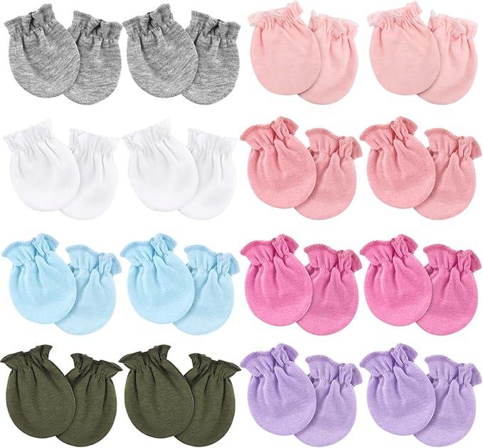 Newborn Baby Mittens No Scratch Cotton Elastic Wrist Gloves Infant Toddler Mittens for Baby Boy Girl 0-6 Months