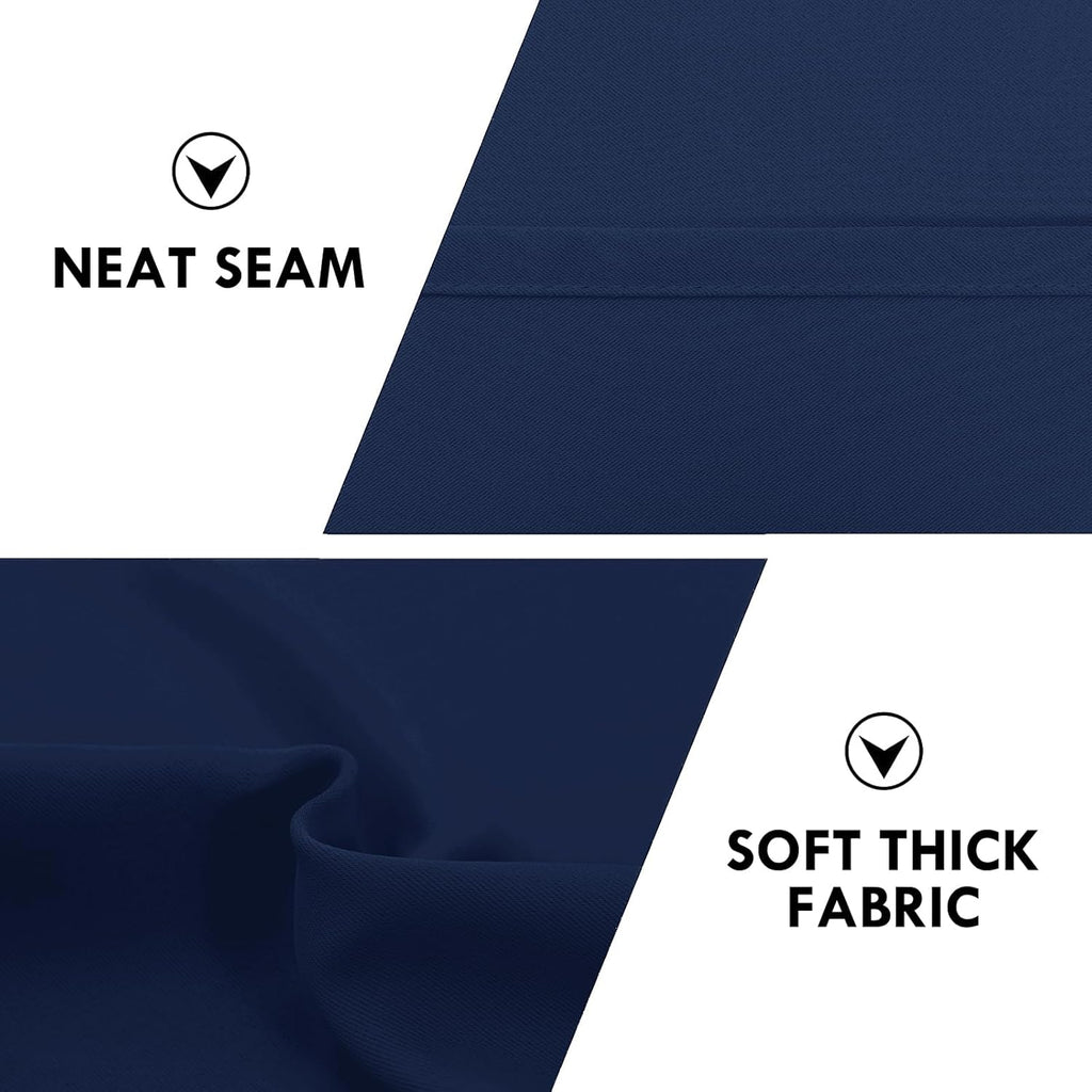 DWCN Short Curtains for Bathroom Windows 36 inches Length 2 Panels Set, Half Window Blackout Curtains for Kitchen, Rod Pocket Energy Saving Drapes (W60 x L36 Inch, Navy Blue)