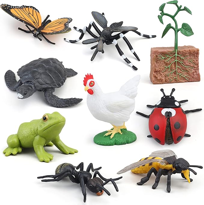 Montessori Life Cycle Animal Figures with Flash Cards, Realistic Animal Figurines Toy, Educational Matching Game for 3+ Year Old Toddlers Kids (Turtle)