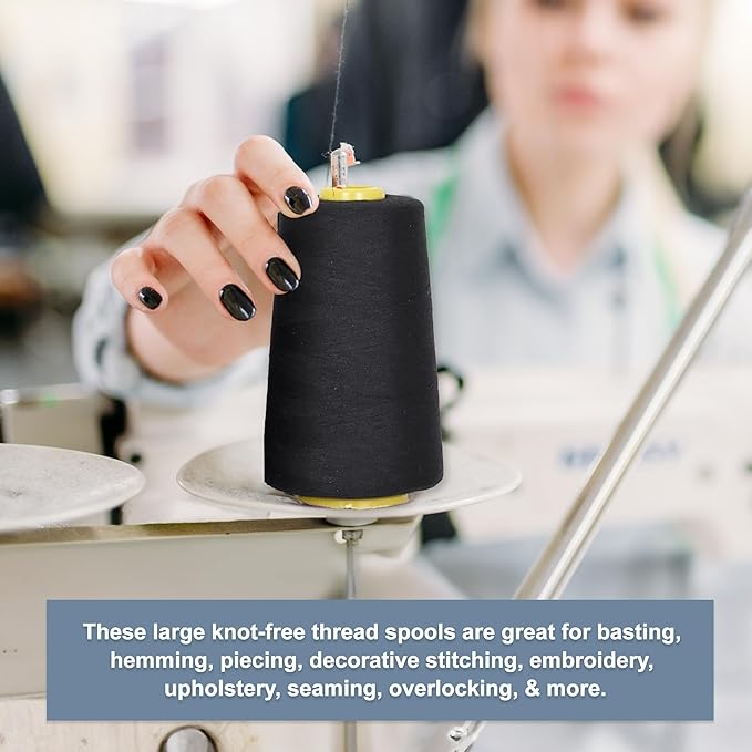 Mandala Crafts 4 Pack of Serger Threads Cones Spools - 40S/2 24000 Yards Polyester Mulberry Threads for Sergers Machine and Overlock Quilting Sewing Machine