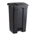 Safco Step On Plastic Trash Can with Foot Pedal, 23 Gallon Garbage Can for Kitchen, Indoor or Outdoor Use, Hands Free, Black