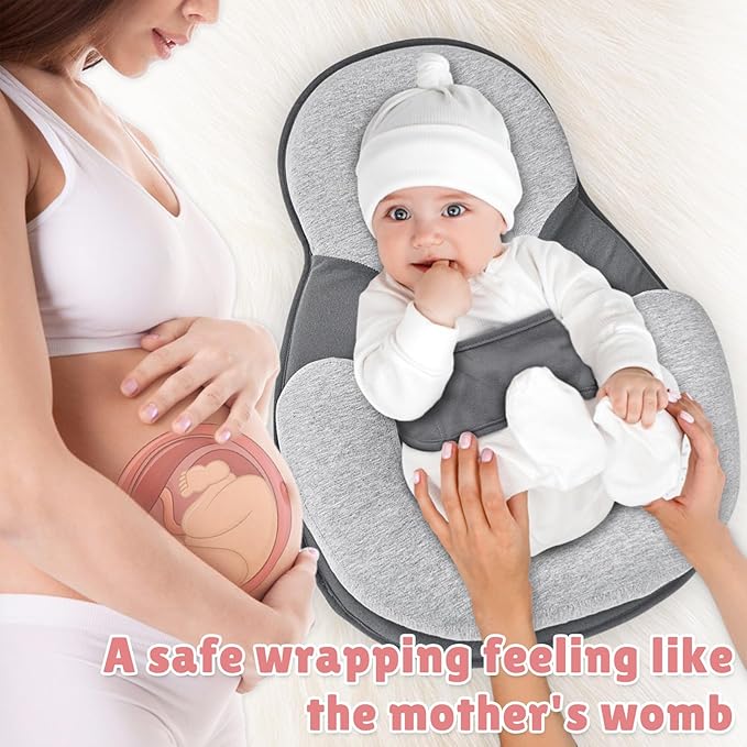 Baby Wedge Pillow for Infant with Safety Strap, Reflux Baby Pillow, Relief & Spit-Up Prevention, Removable Cover for Breastfeeding, Bottle Feeding