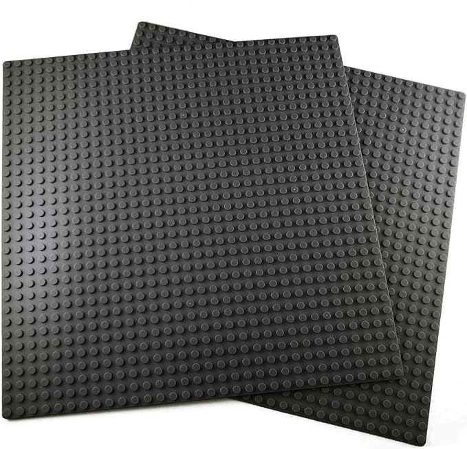 Apostrophe Games Building Blocks Base Plates Compatible with All Major Brands – 2 Pack, 10-1/16" x 10-1/16" Inches Baseplate for Building Bricks – Durable and Sturdy (2X Dark Gray)