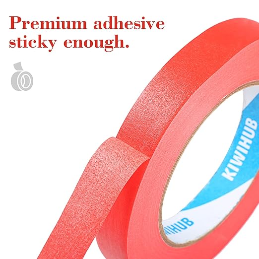 Red Painter's Tape,1 inch x 60 Yards x 10 Rolls (600 Yards Total) - Medium Adhesive Bulk Multi Pack Masking Tape for Painting,Labeling,DIY Crafting,Decoration and School Projects
