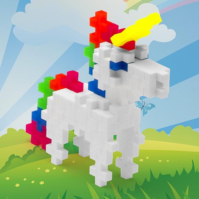 Plus Plus 3D Figure Building Block Set, Fun Stem Toys for Kids, 70 Interlocking Pieces - Unicorn Mini Maker Tube