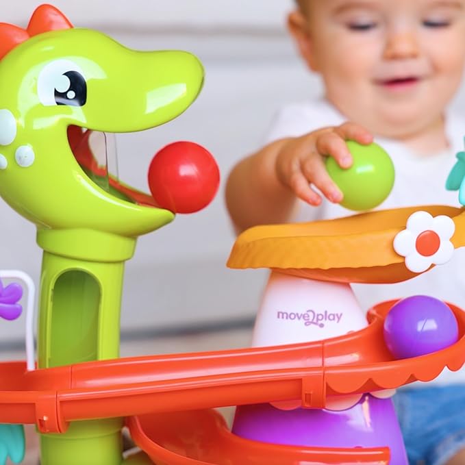 Move2Play, Air-Powered Dinosaur Ball Popper | 30+ Songs, Sayings, & Lights | Baby & Toddler Toys Ages 6 7 8 9 10 12+ Months | Boy & Girl Gift for 1, 2+ Year Olds | Birthday Present