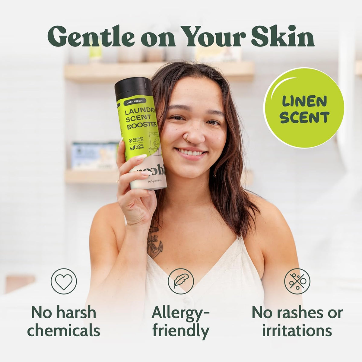 Roobi Sustainable Laundry Scent Booster Beads. Linen Breeze Fragrance Laundry Beads. 500 gr Bulk Booster Pack. Carbon Neutral, 100% Vegan.