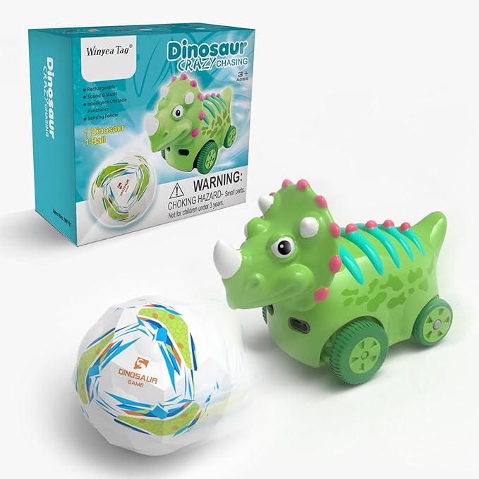 Interactive Dinosaur Toy Car, Electronic Dinosaur Car with Smart Follow Ball and Gesture Control, Rechargeable, Dino Toys for 3 Year Old Boys Girls and Toddlers,Boy Toys Age 3,4,5 and Up