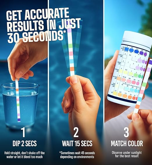 162 Pcs 7-Way Hot Tub, Spa & Pool Test Strips - Accurate Readings in 15 Seconds