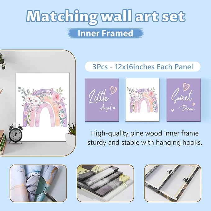 Personalized Baby Bedding Set, 5 Pcs Custom Baby Crib Set with Name, Soft Flannel Rainbow Crib Bedding Set for Girls, Double Layer Nursery Bedding Set, Infant Toddler Bedding Set Parents Gift