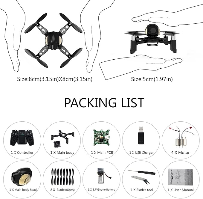 REMOKING R605 RC DIY Drone Toys Mini Racing Quadcopter Headless Mode 2.4GHz 360°flip 4 Channels Altitude Hold Indoor and Outdoor Game Educational Building Toy Science Kit for Kids and Adults
