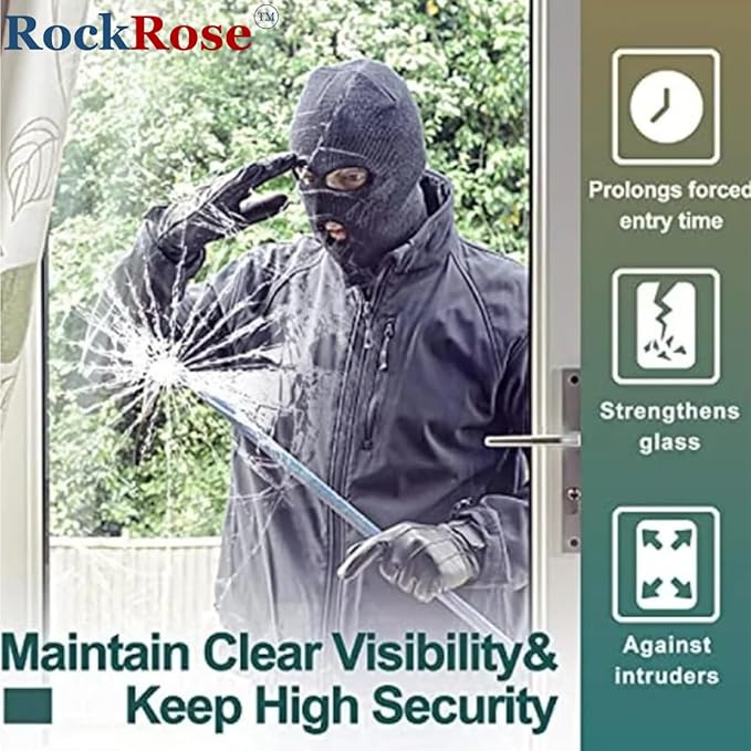 UV 99% Security and Safety 4 Mil Clear Window Film Shatterproof Anti Shatter Tempered Glass Film for Home and Office Windows (Clear, 36 in x 100 FT)