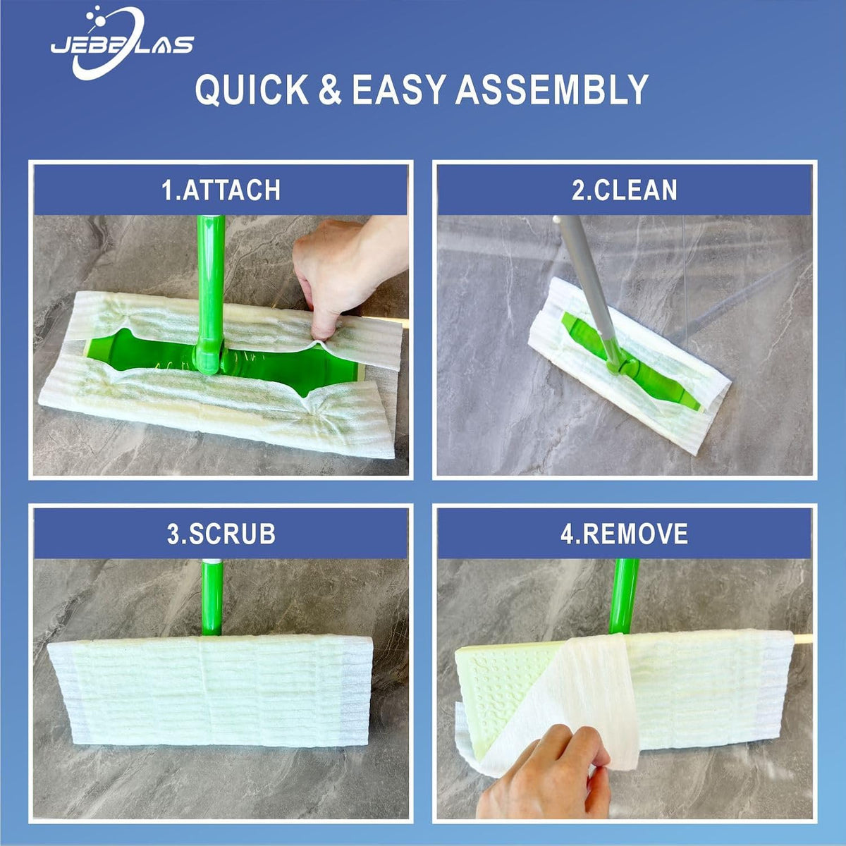 JEBBLAS Disposable Mop Cloth Dry Sweeping Pad for Floor Mop Sweeping Cloths Multi Surface Refills, 120 Pcs/Pack