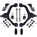 Detroit Axle - Front Lower Control Arms w/Ball Joints + Inner Outer Tie Rods & Boots + Sway Bar Links Replacement for 2002-04 Je