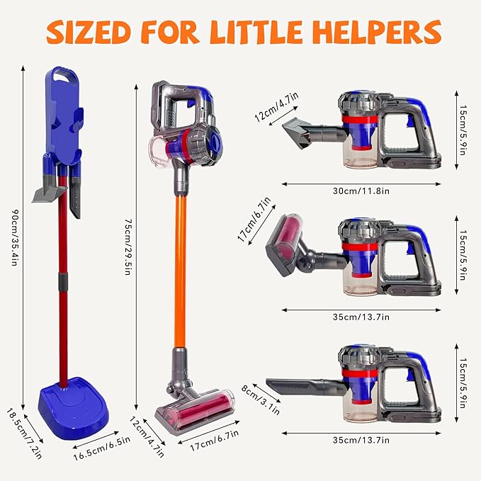 3-in-1 Kids Vacuum That Really Works - Toddler Vacuum Cleaning Toy Set, Kids Working Play Vacuum Cleaner with Real Suction, Montessori Housekeeping Toy for Toddlers 3 4 5 6+